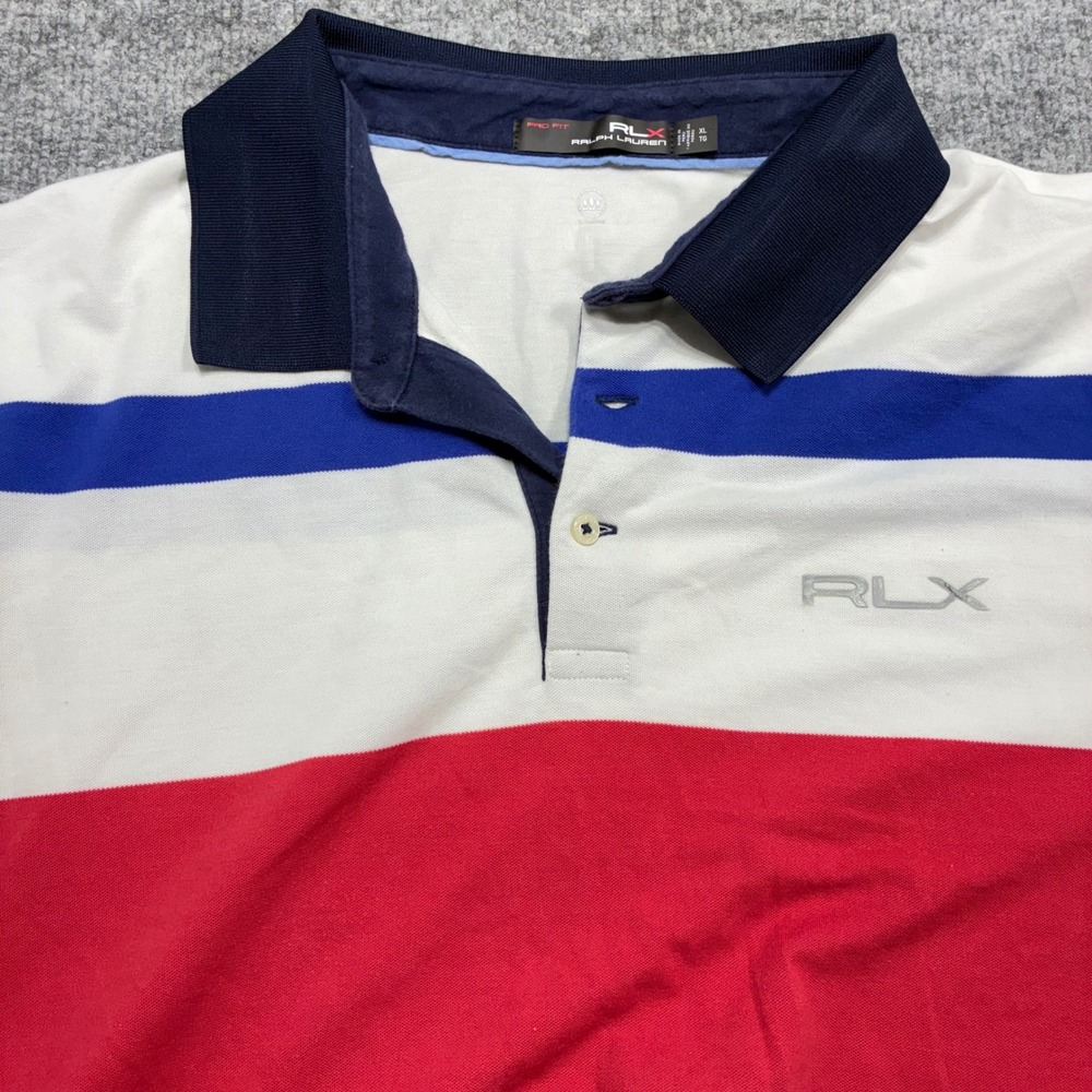 RLX‎ Ralph Lauren Golf Polo Mens XL Pro Fit Red White Blue Colorblock